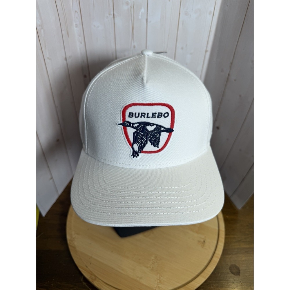 New Burlebo Men's White Cap - Classic Duck Patch Hat SnapBack Hunting Fishing
